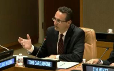 GFI's Tom Cardamone speaks on a panel at the United Nations.